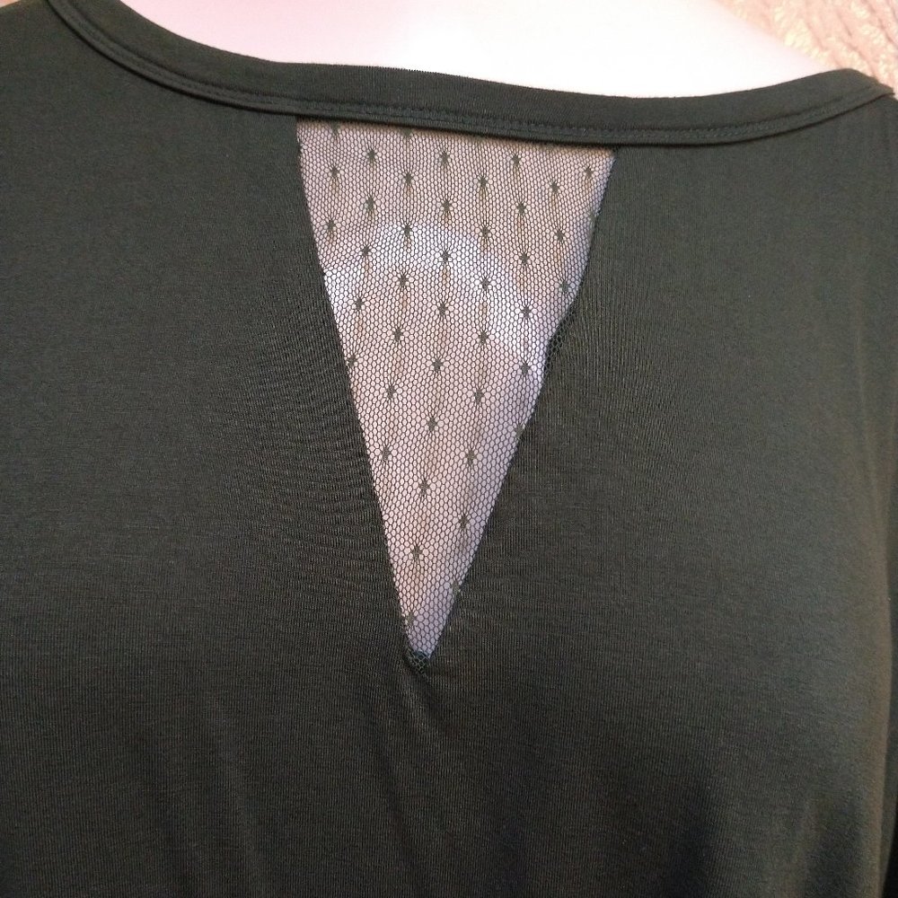 Forest Green Blouse with Lace Cut Outs - Picture 5 of 6
